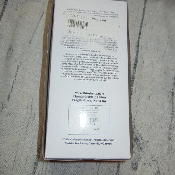 "Shiny Brite Radko Reflector Ball Xmas FINAIL Ornament Pink Blue WEST ELM NEW" - Picture 5 of 6